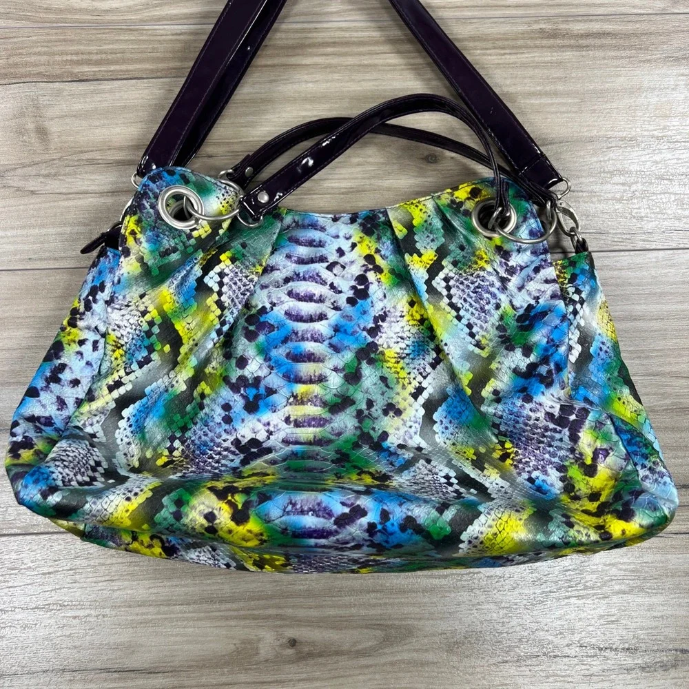 Cynthia Rowley Snakeskin Print Hobo Bag Faux Leather with Strap